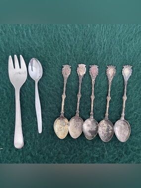 Vintage Ornate Silverplate Demitasse Spoon Set - Tarnished Silver Finish